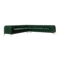 ECKSOFA Chesterfield Lexi Flasche Grün Samt - Smaragdgrün/Goldfarben, Holz/Textil (323/323cm) - S-Style Möbel