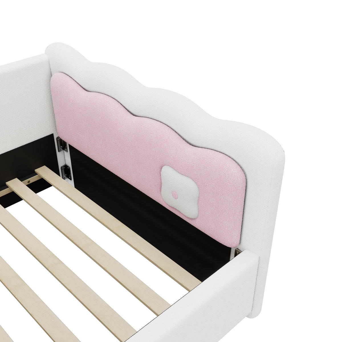 TAGEBETT 90x200cm Weiß Vliesimitat LED-Umgebungslicht Fernbedienung - Weiß, Holz (90/200cm) - FLIEKS