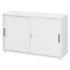 SCHIEBETÜRENSCHRANK - 2 Ordnerhöhen 40/120/74,8 cm in Weiß Streifengriff (Kunststoff) - Weiß, Holzwerkstoff (120/74.8/40cm) - bümö