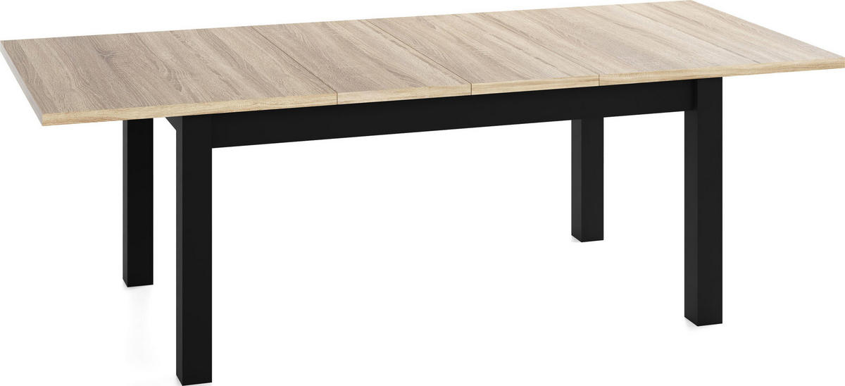 ESSTISCH Lindberg ausziehbar verlängerbar rechteckig, Eiche Sonoma Hellbraun 160-240/90/77 cm - Schwarz/Braun, Holz/Holzwerkstoff (90/240/76.5cm) - WFL GROUP