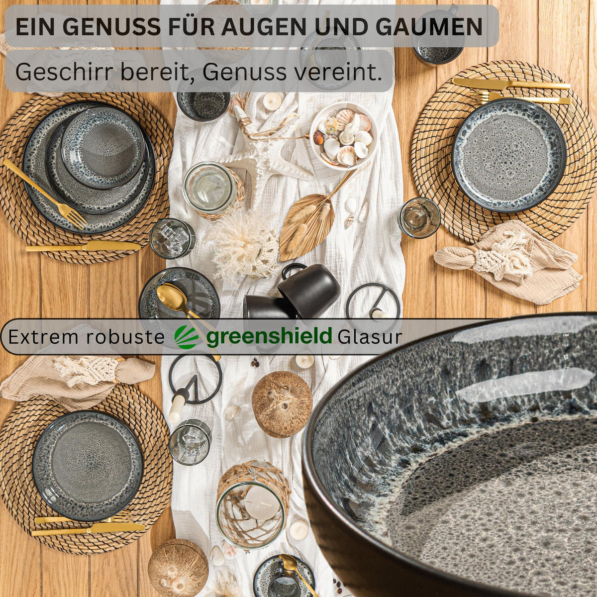 PASTASCHALEN SET SYDNEY - 6 teilig aus Steingut - Grau, Keramik (22cm) - Sänger
