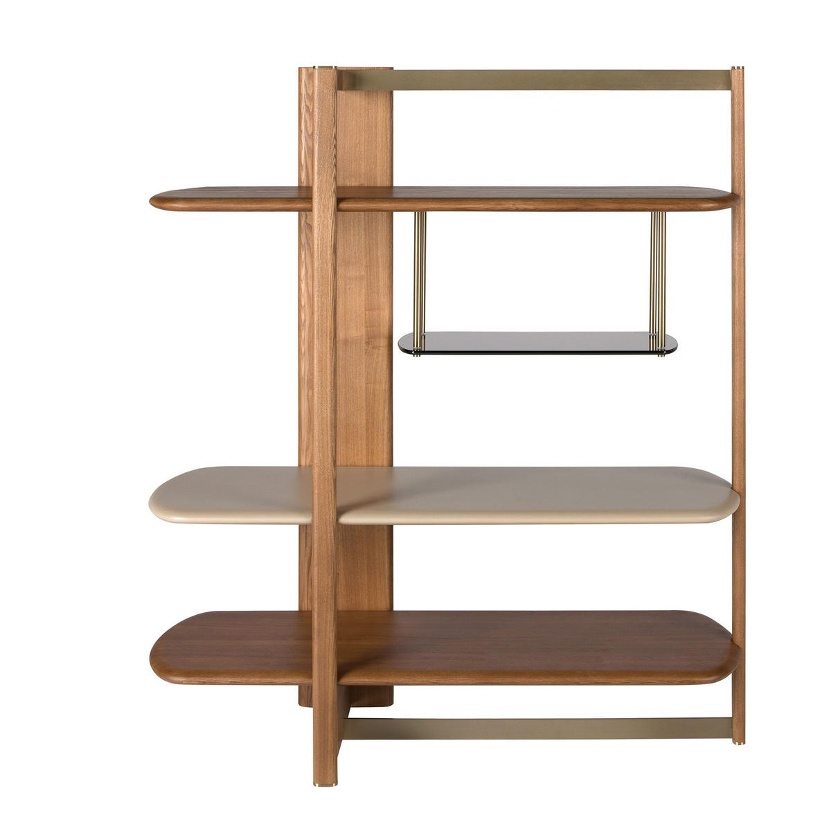 REGAL Linkes rechteckiges aus hellem Nussbaumholz und Holz in Greige-Farbe 140/50/162 cm - Hellbraun/Greige, Glas/Holz (140/162/50cm) - ANGEL CERDA