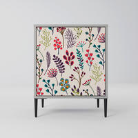 SIDEBOARD AUTUMN SUNDRIES, Grau, 57,5x42x72,5 cm, Schwarze Metallfüße - Multicolor/Schwarz, Holzwerkstoff/Metall (57.5/72.5/42cm) - SpaceRebels