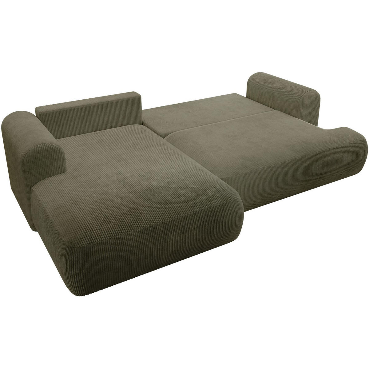ECKSOFA Ovo Cord mit Cordbezug Olivgrün, links - Schwarz/Olivgrün, Textil (260/165cm) - Selsey