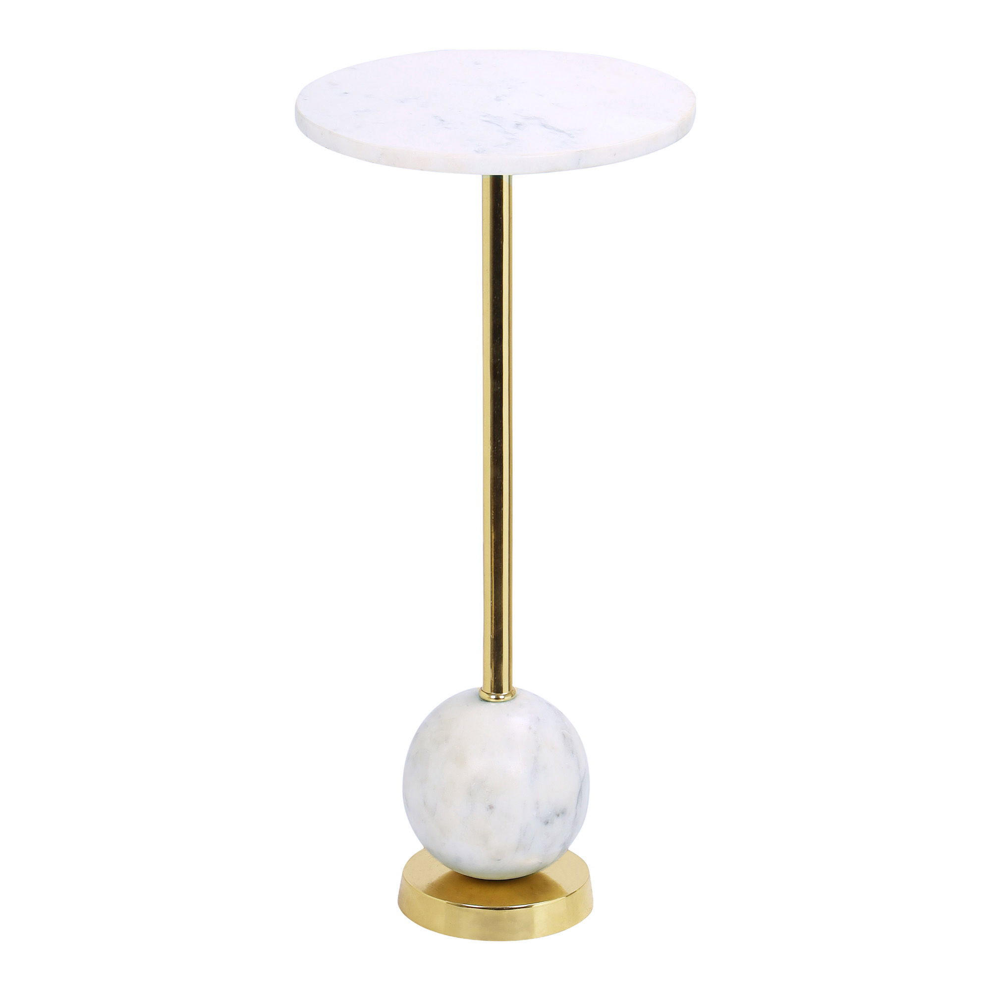 BEISTELLTISCH Salo Marmor Messing ø25x54 cm Messing/Marmor - Messingfarben, Metall (25/25/54cm) - tinkaro