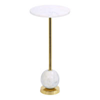 BEISTELLTISCH Salo Marmor Messing ø25x54 cm Messing/Marmor - Messingfarben, Metall (25/25/54cm) - tinkaro