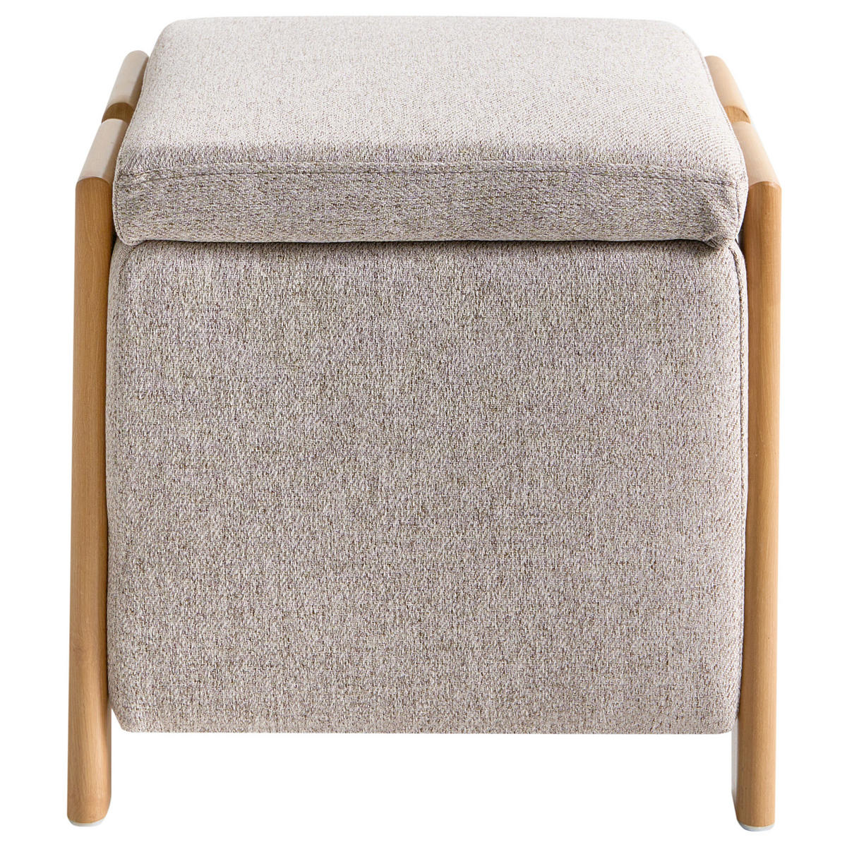 POUF cu spațiu de depozitare textil 45 cm bej Edland - maro deschis, material textil (45/44/43cm) - Beliani
