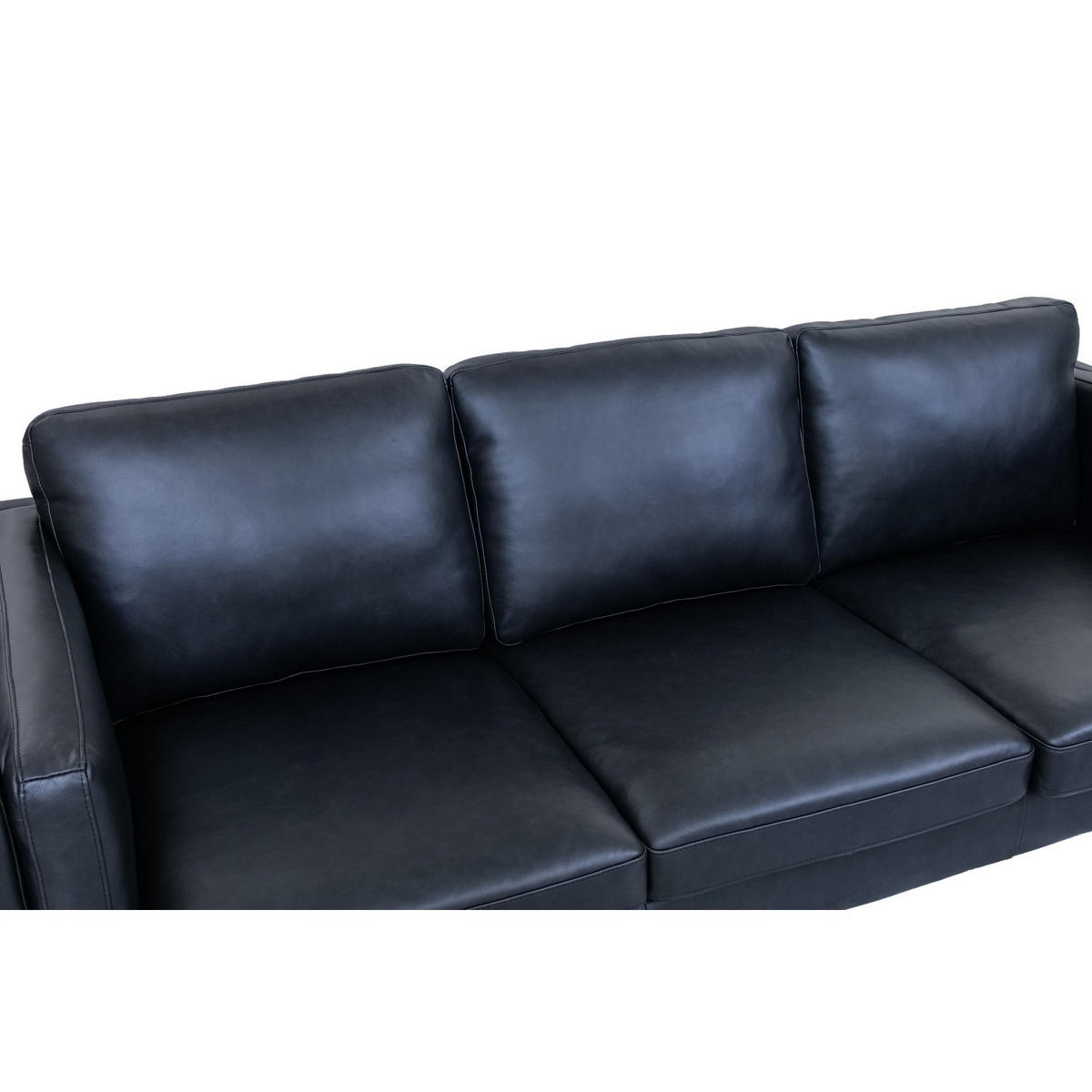DREISITZER-SOFA Echtleder Schwarz - Schwarz, Leder/Metall (220/83/88cm) - Furnhouse