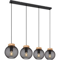 HÄNGELEUCHTE Metall Schwarz Drahtgeflecht - Schwarz, Holz (95/20/120cm) - Globo Lighting