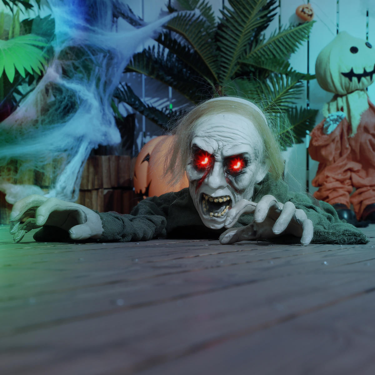 HALLOWEEN-DEKORATION Zombie Untoter Halloween-Zombie mit Leuchtende Augen - Multicolor, Kunststoff (20/167/52cm) - HOMCOM