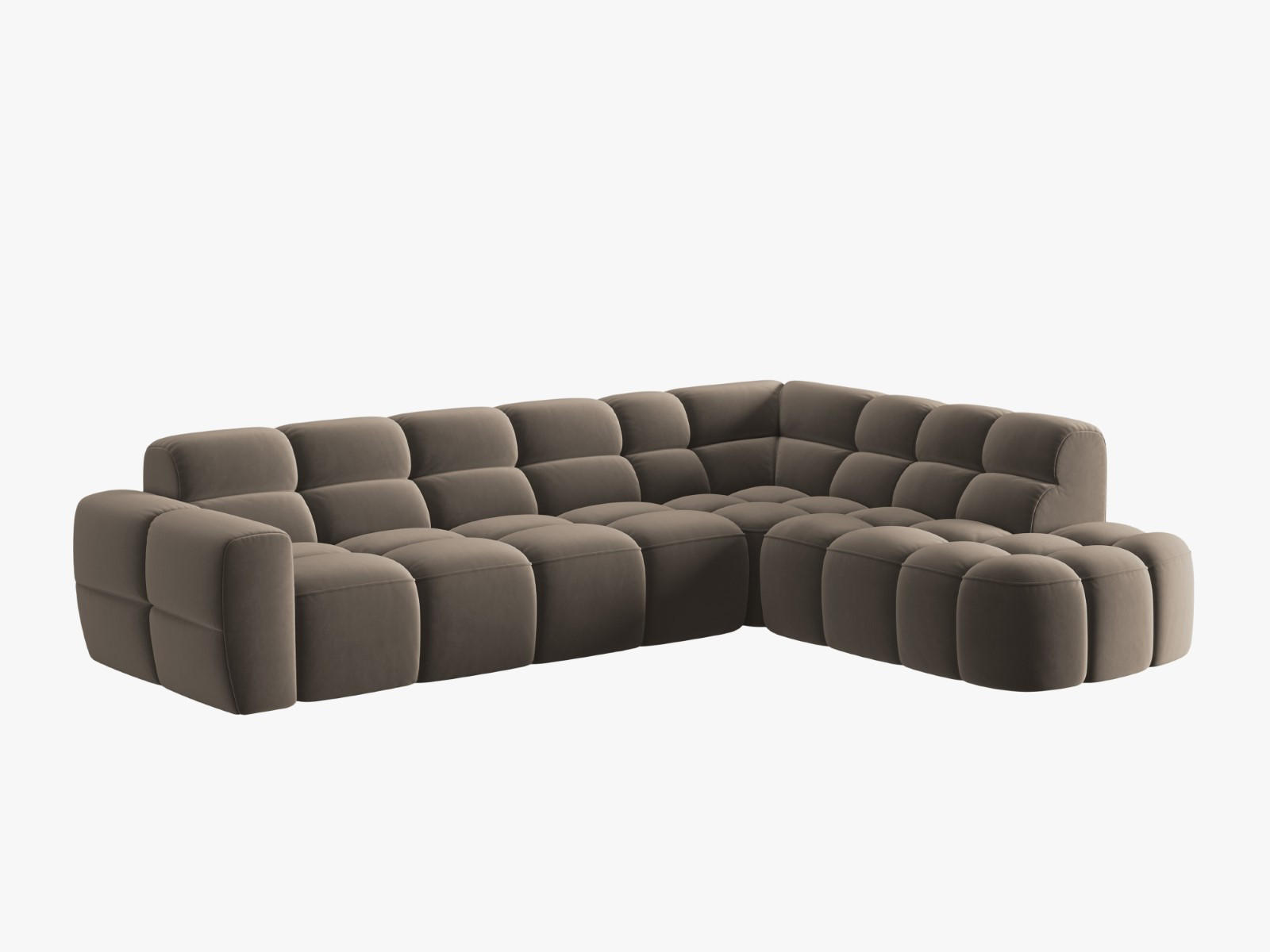 ECKSOFA rechts Lisa aus Samt hellbraun 5 Sitzplätze - Hellbraun, Textil (234/293cm) - Micadoni