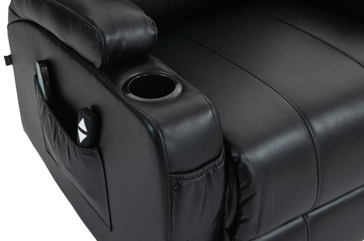 SESSEL Lederlook schwarz - Schwarz, Textil/Metall (83/105/94cm) - CLP