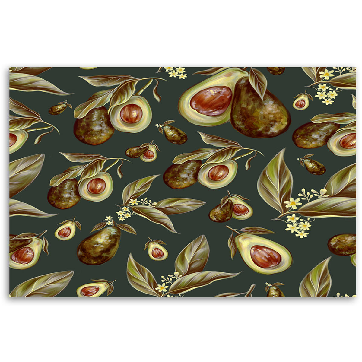 WANDBILD avocado hälften - Schwarz, Textil (60/40cm) - Feeby