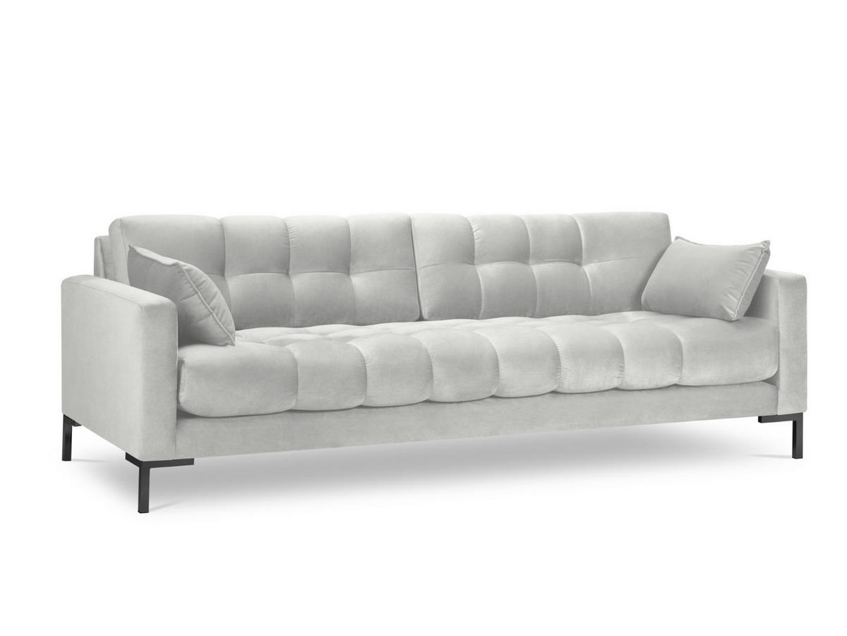 SOFA Mamaia aus Samt silber 4 Sitzplätze - Silberfarben, Textil (92/75/217cm) - Micadoni