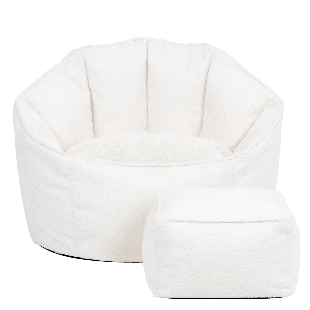 SITZSACK mit Hocker aus Boucle Sirena - Creme, Textil (77/64/74cm) - icon