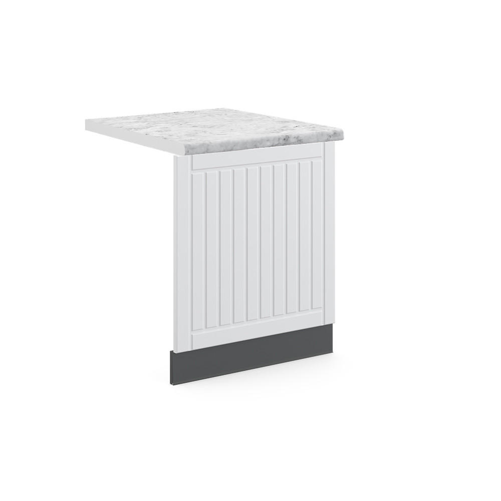 FRONTBLENDE Fame-Line Weiß Landhaus 60 cm, AP Marmor - Anthrazit/Creme, Holzwerkstoff (60/67.4/1.6cm) - Vicco