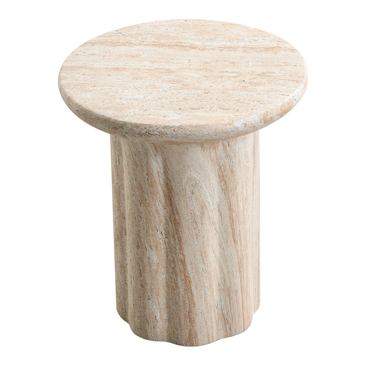 GARTEN BEISTELLTISCH Outdoor aus MgO, Travertinoptik – Leicht, Modern & Wetterfest, für Garten - Beige, Metall (40/40/46cm) - ComfortXL