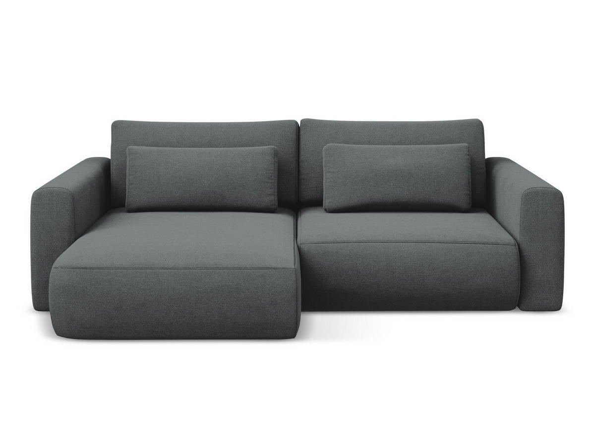 ECKSOFA mit Schlaffunktion Strukturstoff Stoff Grau - Schwarz/Grau, Kunststoff/Textil (149/240cm) - Makamii