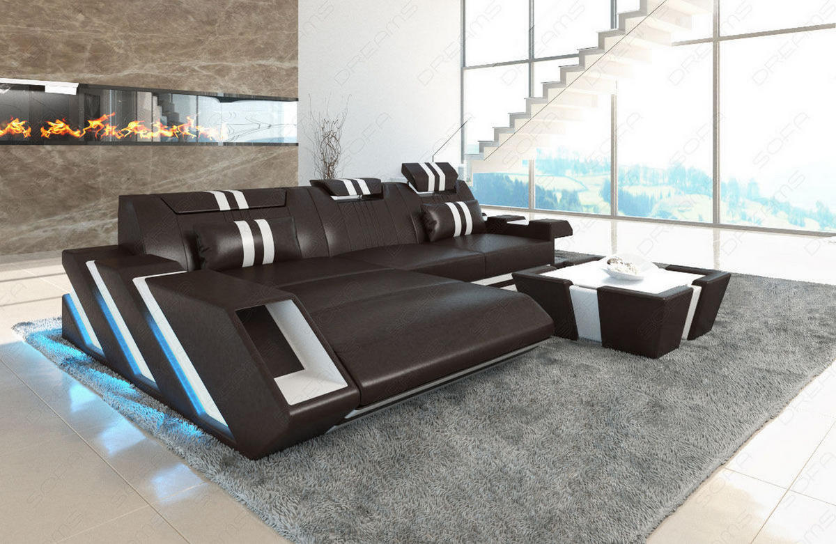 ECKSOFA Apollonia L - Braun, Leder (295/190cm) - Sofa Dreams