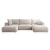 WOHNLANDSCHAFT Ovo Creme Velours - Creme/Schwarz, Textil (375/95/185cm) - Selsey