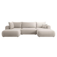 WOHNLANDSCHAFT Ovo Creme Velours - Creme/Schwarz, Textil (375/95/185cm) - Selsey