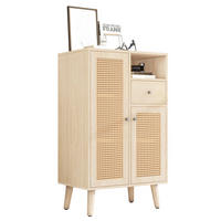 HIGHBOARD Eiche mit Rattanfronten und Schubladen - Eichefarben, Holzwerkstoff (60/101/40cm) - Urban Meuble