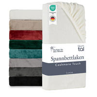 SPANNBETTLAKEN Cashmere Touch 180x200 cm Plüsch Ivory - Weiß - Sonoma Eiche, Textil (200/180cm) - Blumtal