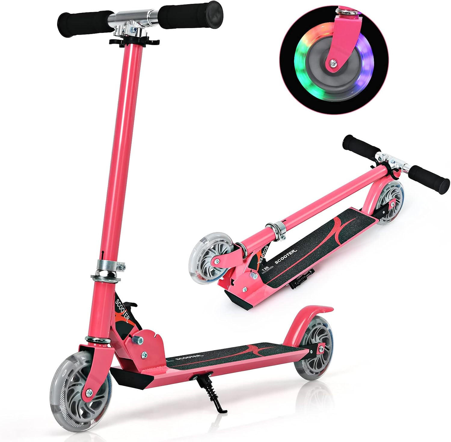SCOOTER 85cm Pink - Pink, Metall (10/85/70cm) - COSTWAY