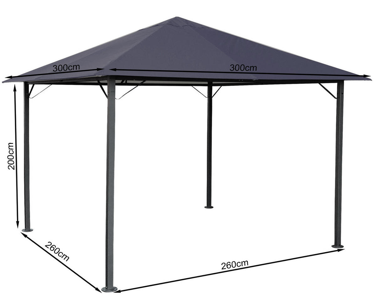 PAVILLON Nizza 3x3m Grau inkl. Seitenwand Set - Grau, Metall (300/263/300cm) - QUICK STAR