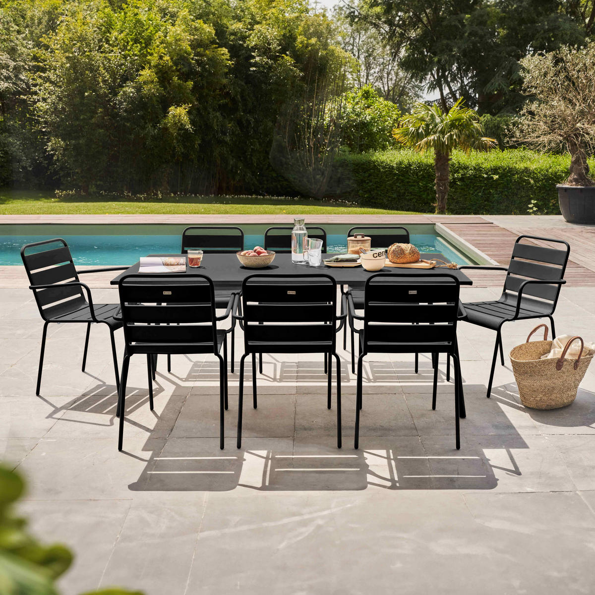 GARTENSET 9-tlg., Schwarz - Schwarz, Metall - Oviala