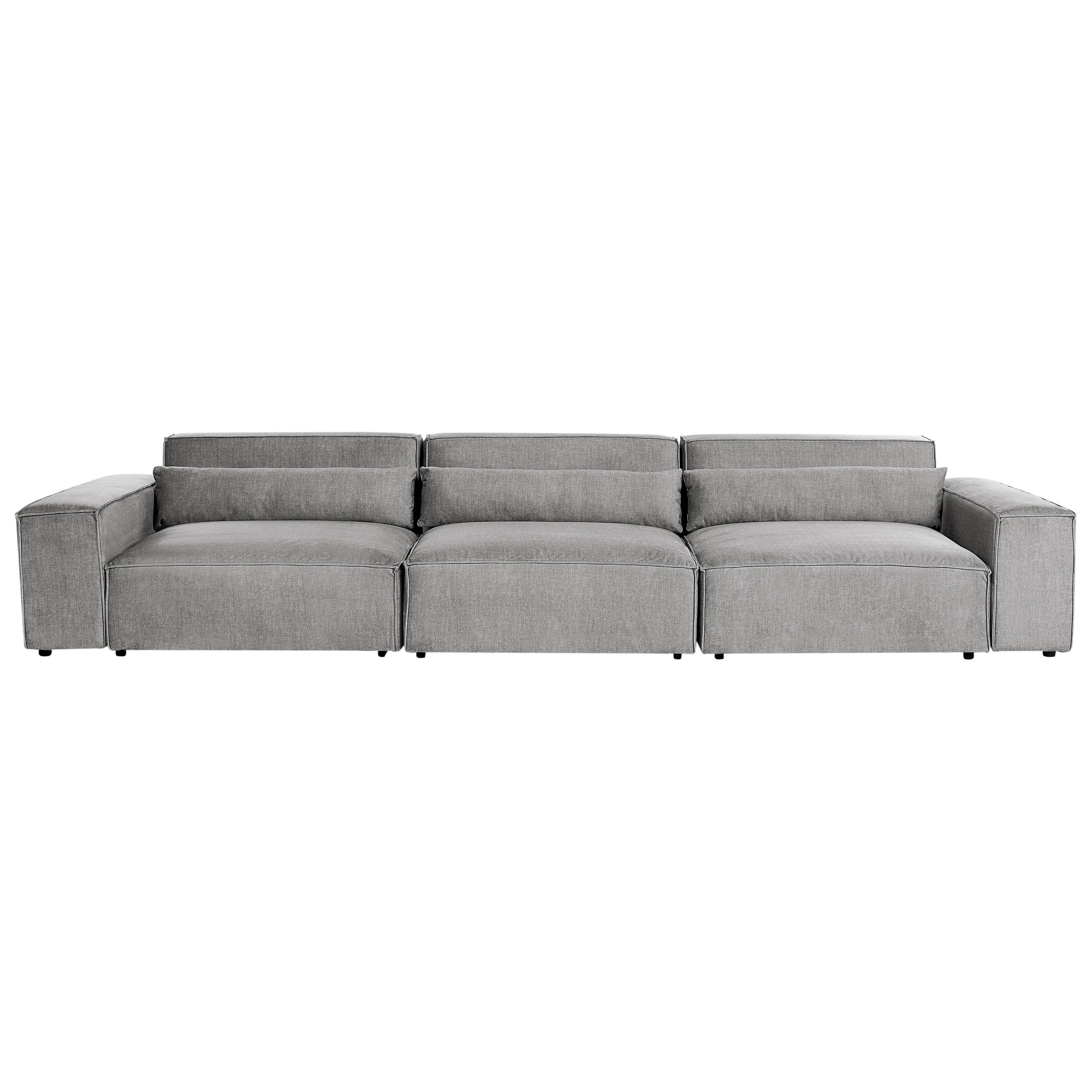 3-SITZER-MODULSOFA Grau Stoff Hellnar - Grau, Textil (364/70/126cm) - Beliani