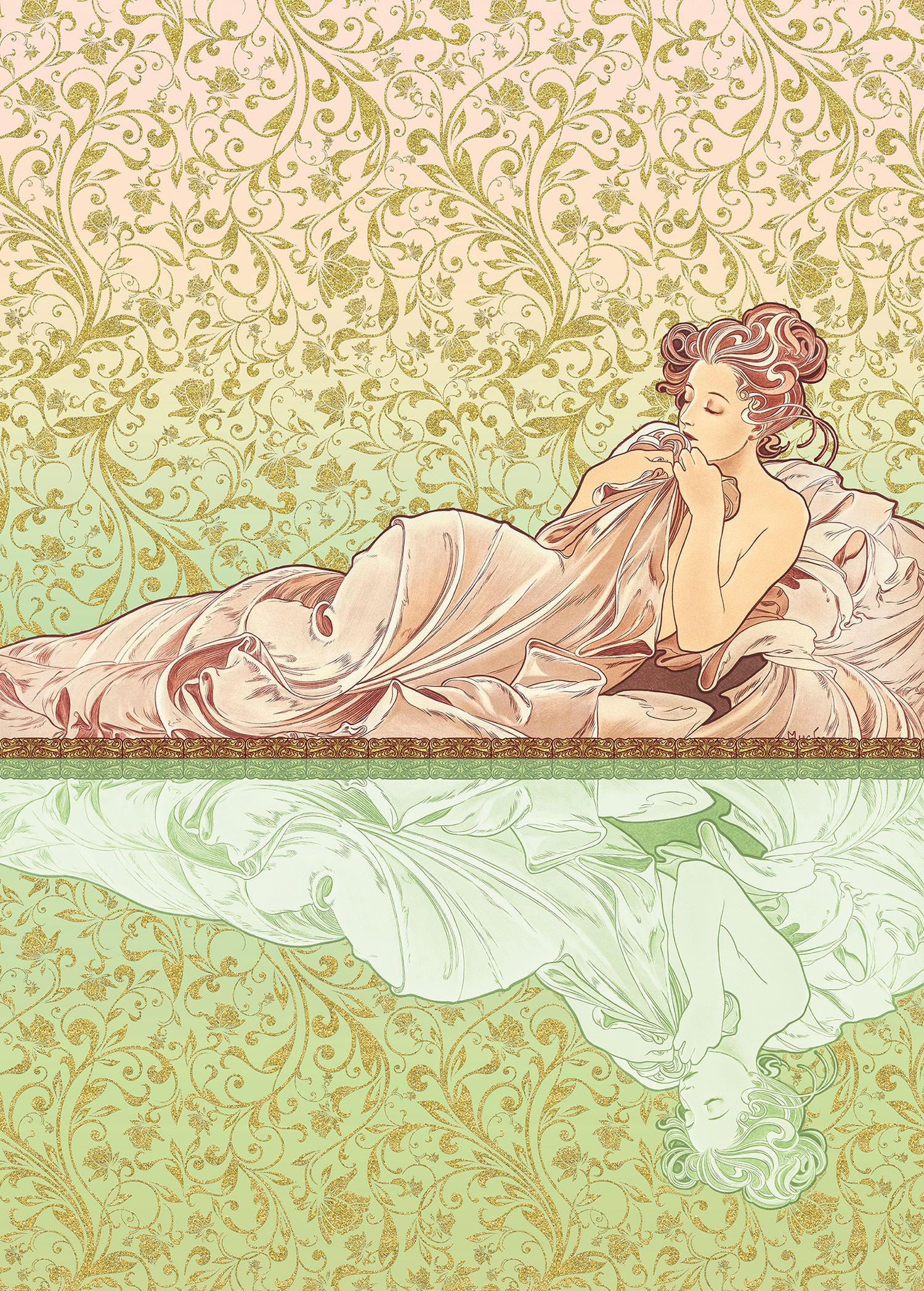 FOTOTAPETE Jugendstil 200 x 280 cm - Pink, Papier (200/280cm) - Sanders & Sanders