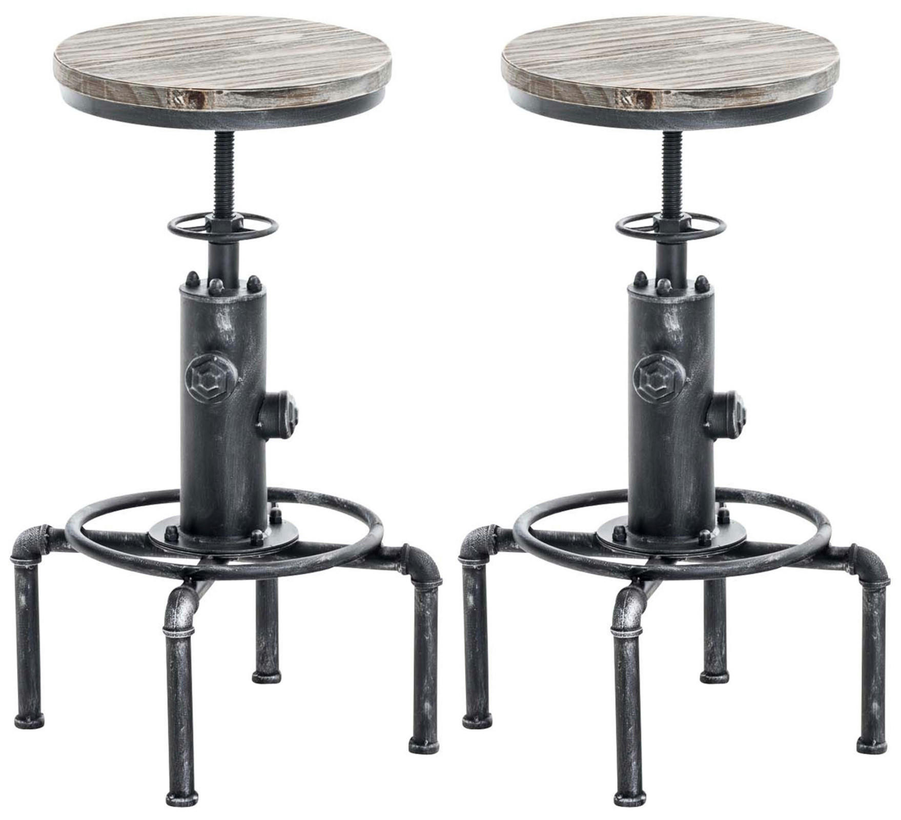 BARHOCKER 2er Set Metall Antik Silber - Silberfarben, Metall (33/59/33cm) - CLP
