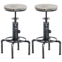 BARHOCKER 2er Set Metall Antik Silber - Silberfarben, Metall (33/59/33cm) - CLP