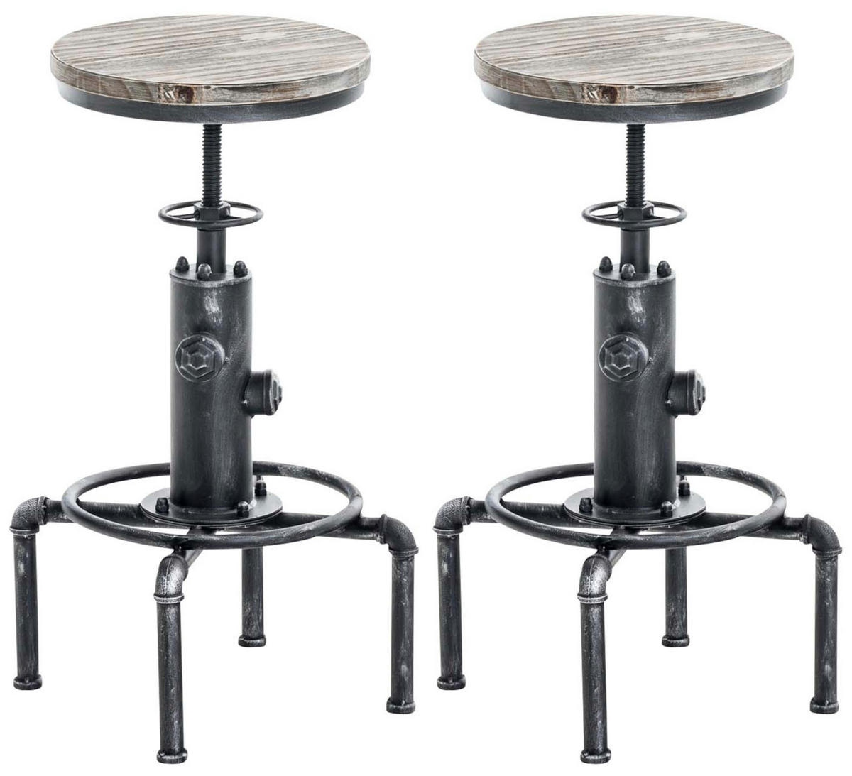 BARHOCKER 2er Set Metall Antik Silber - Silberfarben, Metall (33/59/33cm) - CLP