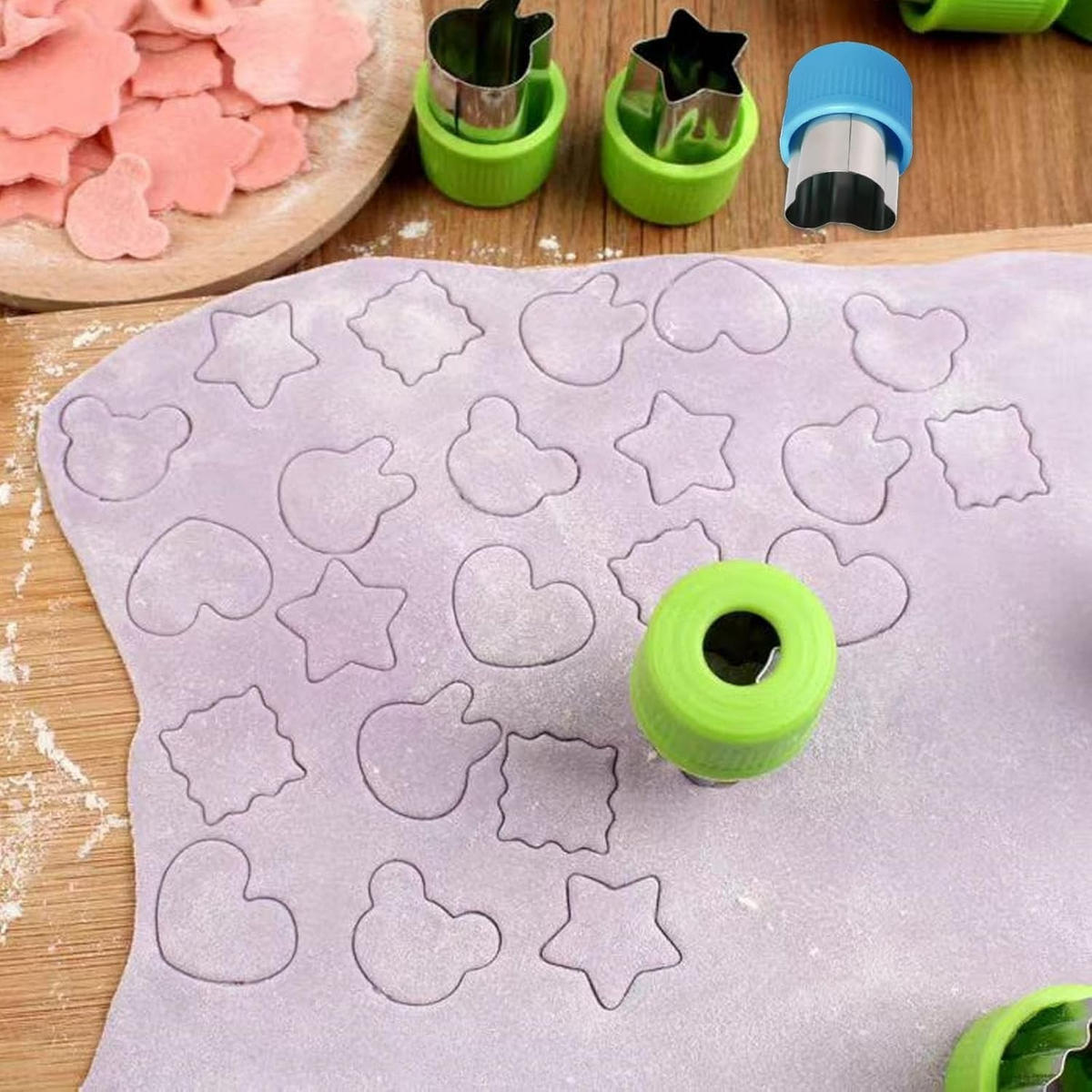 KINDERKÜCHE 27 Stück Ausstecher, Sandwich Formen, Bento Zubehör - Pastellgrün, Kunststoff (3/6/3cm) - Authentics