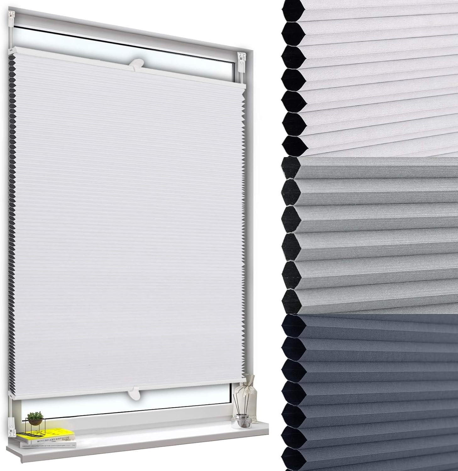 WABENPLISSEE ohne Bohren Verdunkelung 60 x 220 Weiß-Weiß - Weiß, Kunststoff (60/220/2cm) - Woltu