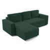 ECKSOFA L Form Aydin Grün 258/169/85 cm Cord Universal mit Schlaffunktion - Dunkelgrün/Schwarz, Kunststoff/Textil (258/169cm) - AX Living