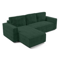 ECKSOFA L Form Aydin Grün 258/169/85 cm Cord Universal mit Schlaffunktion - Dunkelgrün/Schwarz, Kunststoff/Textil (258/169cm) - AX Living