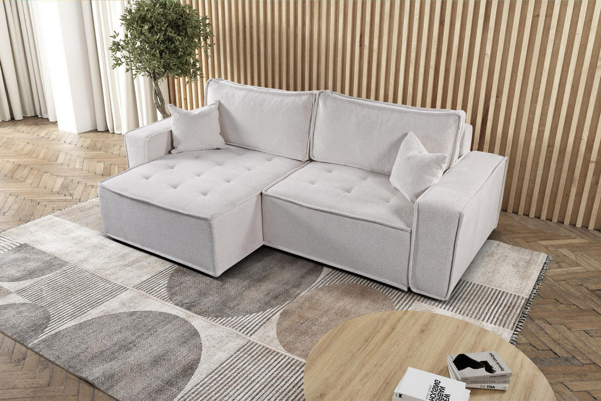 ECKSOFA Bohoo Mit Schlaffunktion Hellbeige Links - Beige, Holz (140/248cm) - Kaiser Möbel