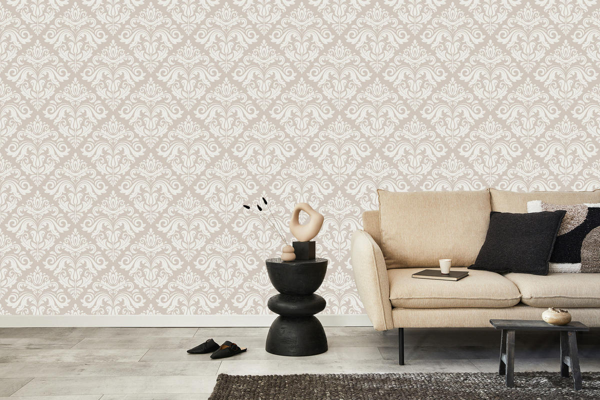 VLIESTAPETE Florale Ornamente – Beige, Creme – 50x1000 cm - Beige/Creme, Papier (50/1000cm) - Muralo
