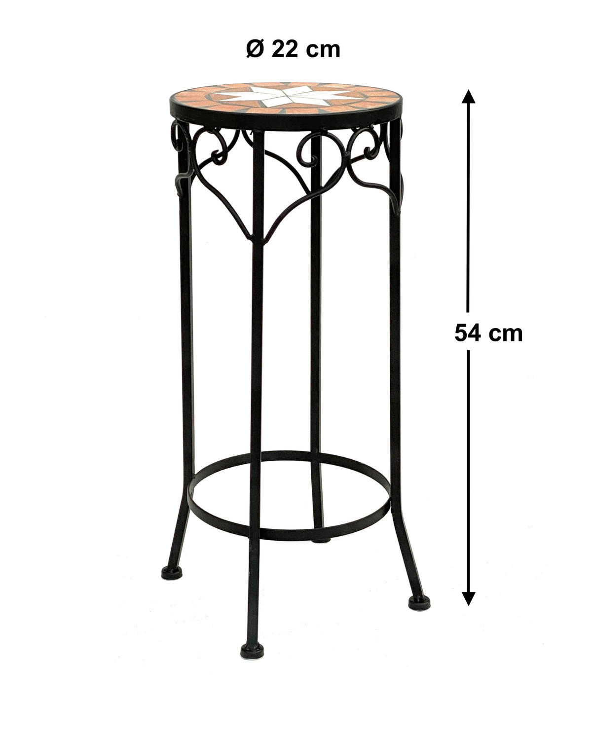 BLUMENHOCKER Merano Rund 54 cm 12011 M - Schwarz, Metall (22/54/22cm) - DanDiBo