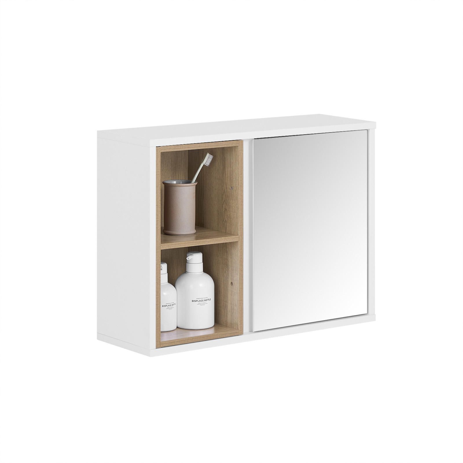 SPIEGELSCHRANK Weiß 60cm - Weiß, Holzwerkstoff (60/45/20cm) - SoBuy