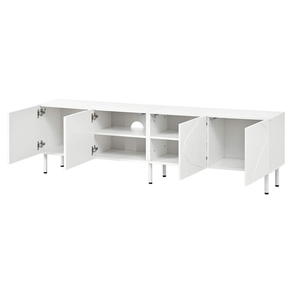 TV-SCHRANK 170/35/50 cm Weiß mit Push-to-Open und 4 Türen - Weiß, Holzwerkstoff (170/50/35cm) - Oxeza