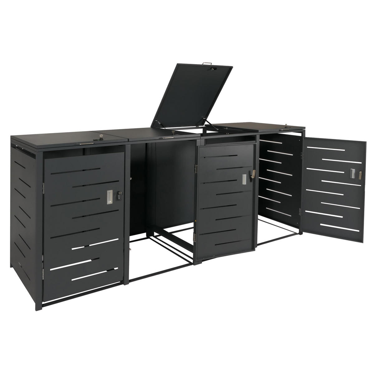 MÜLLTONNENBOX 4er 116,5x263x80cm erweiterbar Anthrazit - Anthrazit, Metall (263/116.5/80cm) - PROREGAL