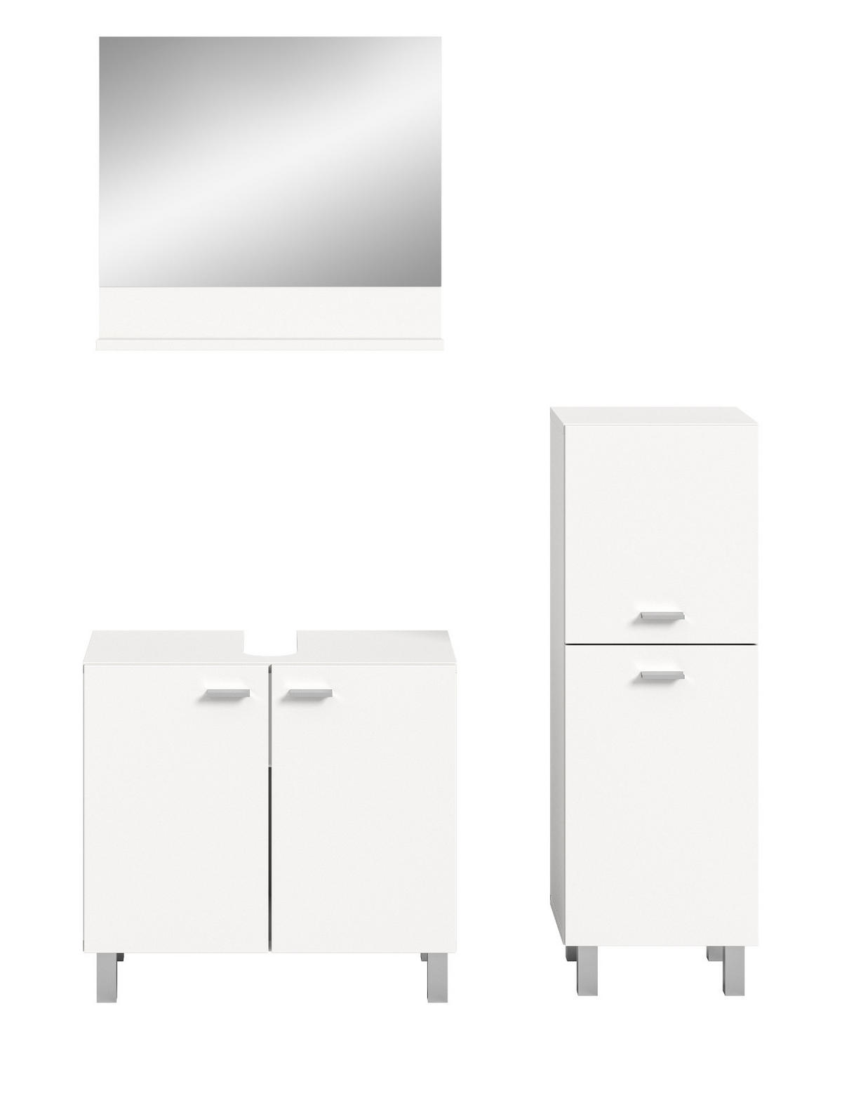 BADMÖBEL-SET weiß 3-teilig 100 cm, Kombination hängend oder stehend - Weiß, Glas/Holzwerkstoff (102/186/33cm) - Inn.Furn