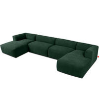 PANORAMA-ECKSOFA BUFFO 7/8 Sitzer mit extrem weicher Sitzfläche, Gewebestoff, maritim - Grün, Textil (424/73/180cm) - KONSIMO®