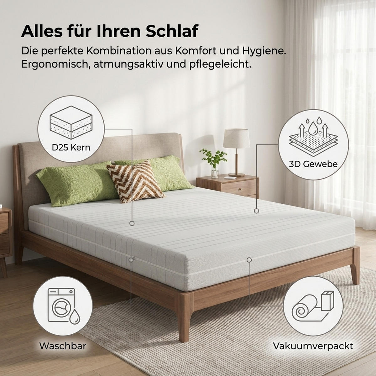 KALTSCHAUMMATRATZE 90/200 cm Weiß Höhe 20cm - Weiß, Textil (90/200cm) - Oxeza