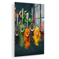 ACRYLGLASBILD Kräuter - Gewürze - Löffel 40x60 cm - Currygelb, Glas (40/60cm) - MuchoWow