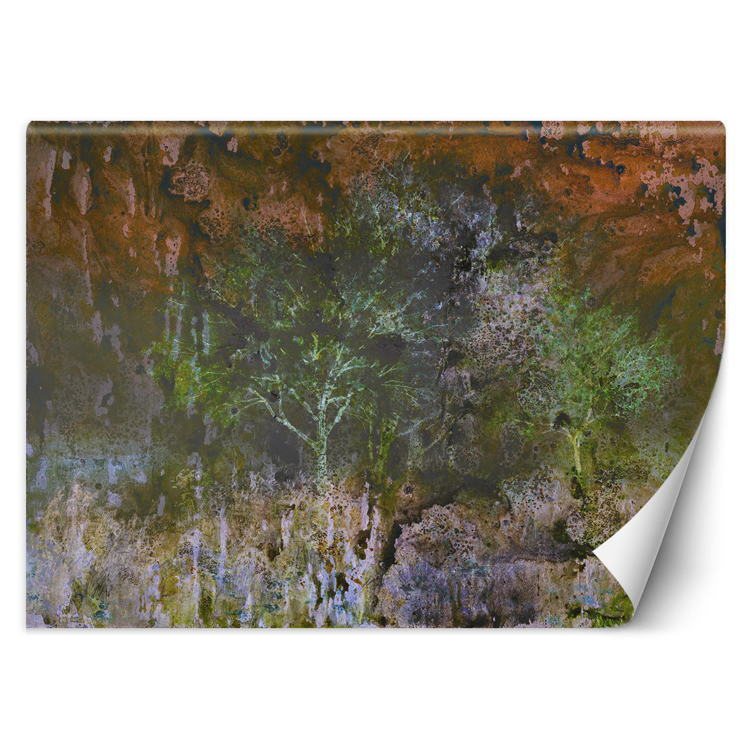 FOTOTAPETE, Ein blühender Baum in der wiese Aquarell - Braun, Papier (368/254cm) - Feeby